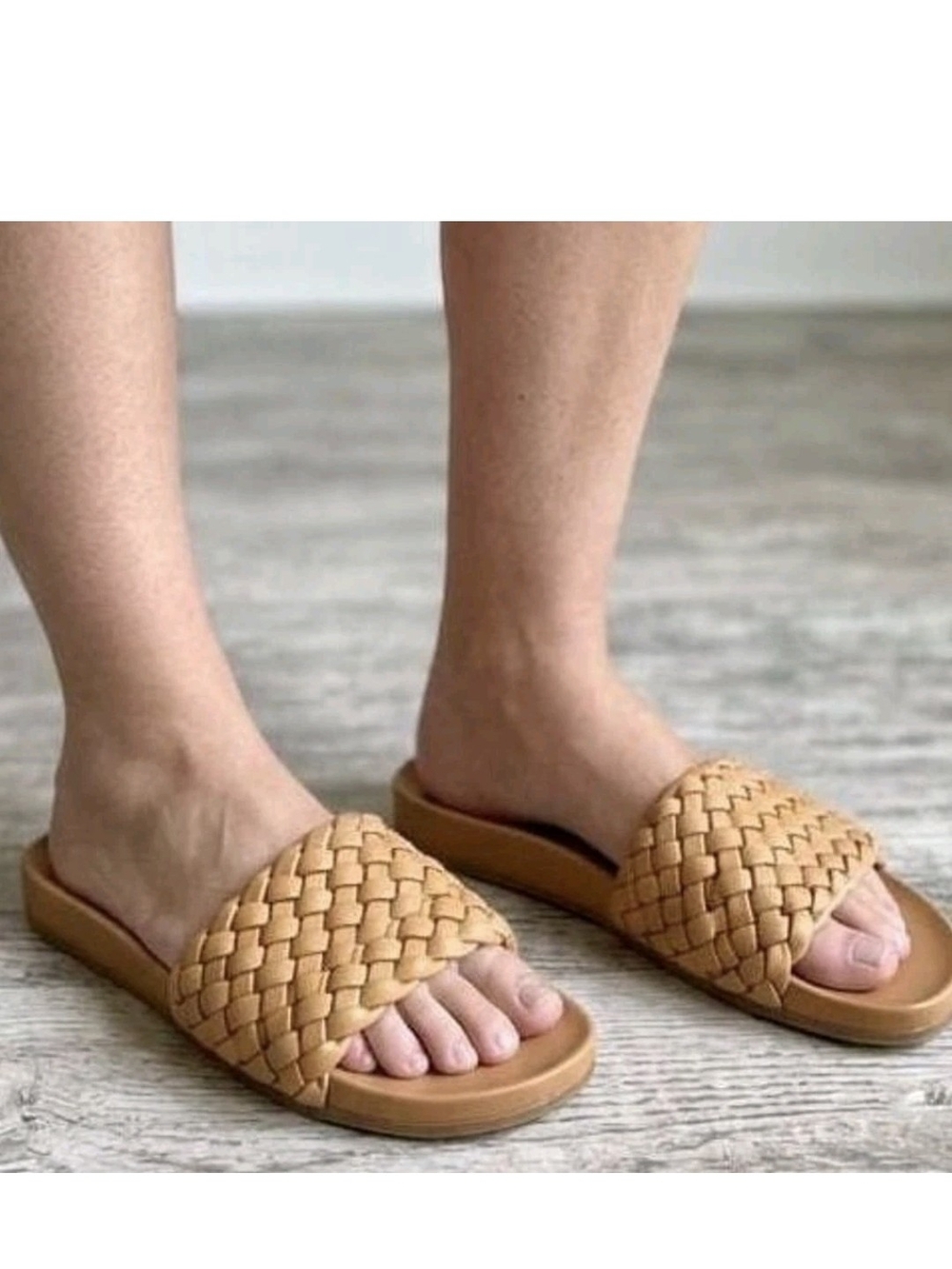 Universal Thread Polly Cognac Woven Slide Sandals Women's Size 13